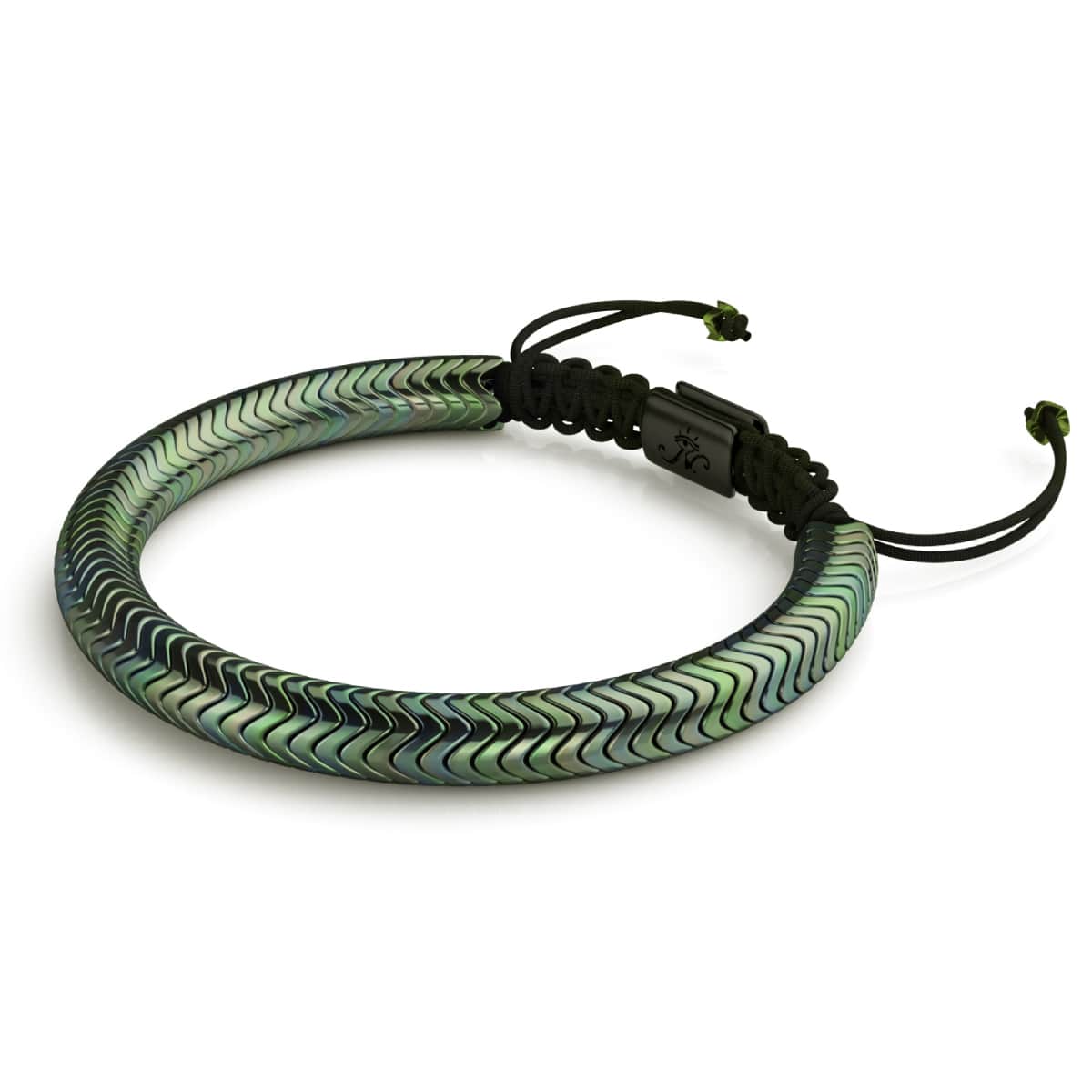 Serpentin | Émeraude Hématite x Argent | Bracelet Double Vague